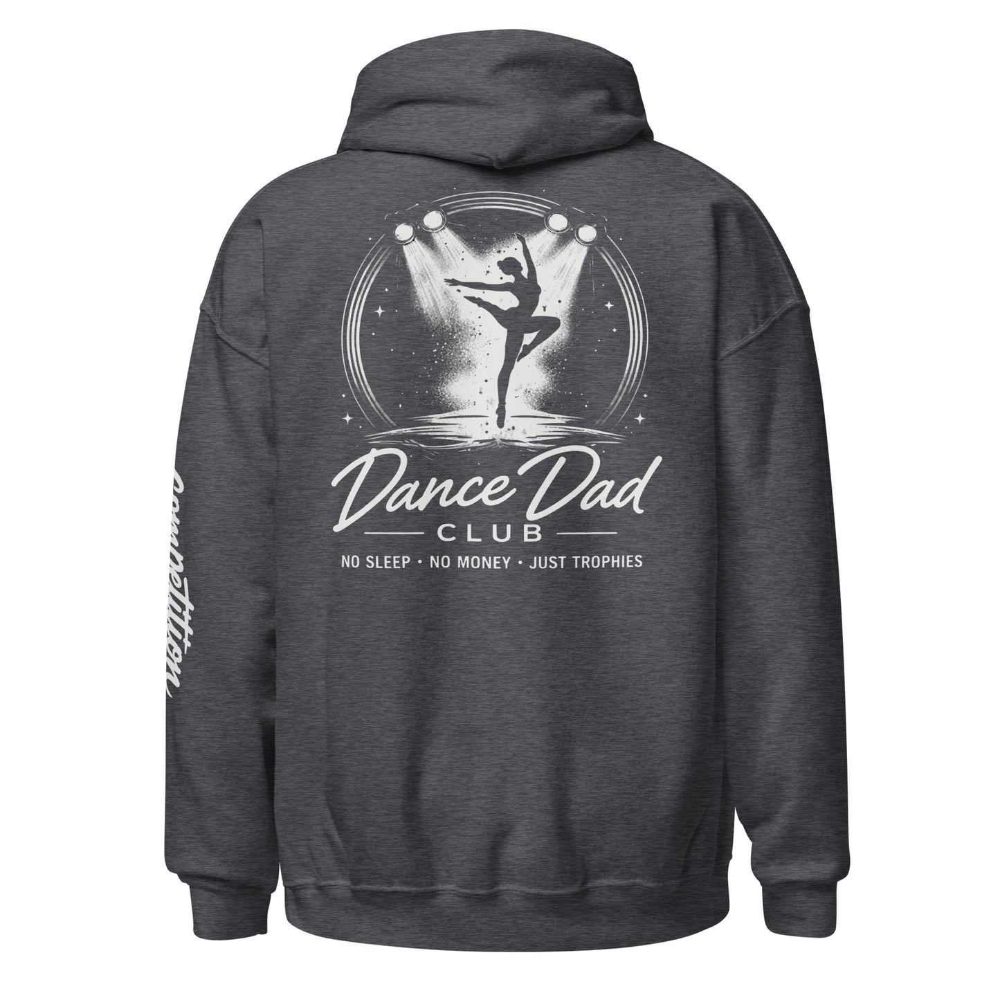 Dark gray hoodie with 'Dance Dad Club' graphic on the back
