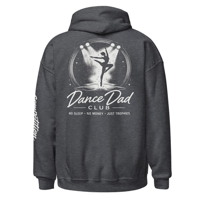 Dark gray hoodie with 'Dance Dad Club' graphic on the back